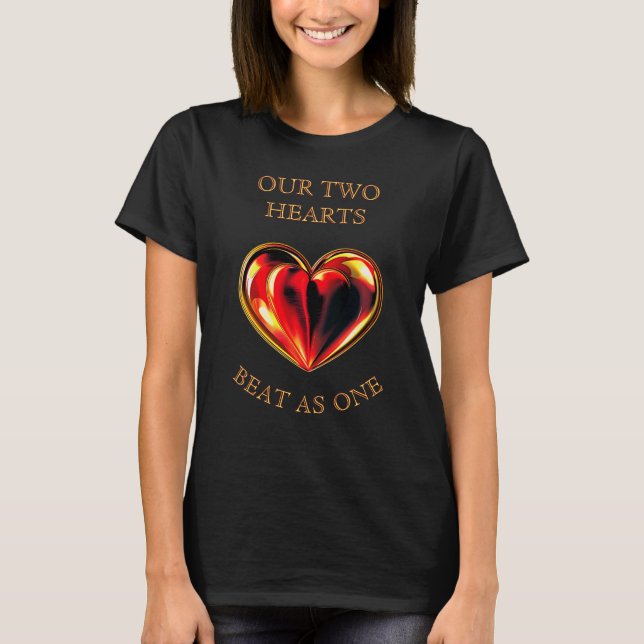 Camiseta Nuestros Dos Corazones laten Como Uno Fiery Amor d (Anverso)