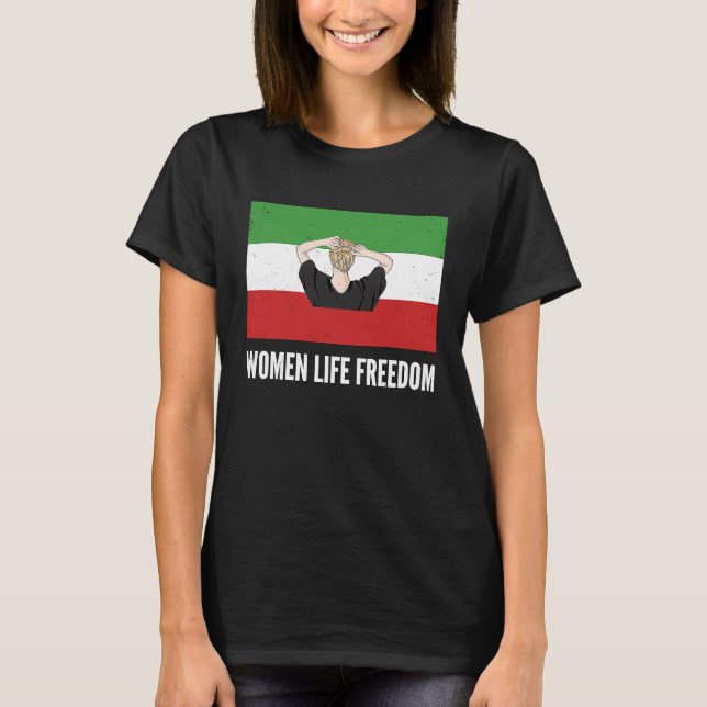 Camiseta Nueva bandera iraní sin hiyab Mujeres apoyo a puño (Anverso)