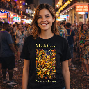 Camiseta Nueva Orleans en Mardi Gras estilo retro Art Deco