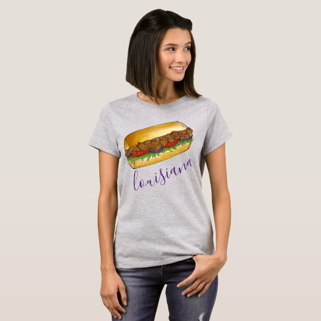 Camiseta Nueva Orleans Louisiana Shrimp Po'Boy Sandwich NOL (Anverso completo)