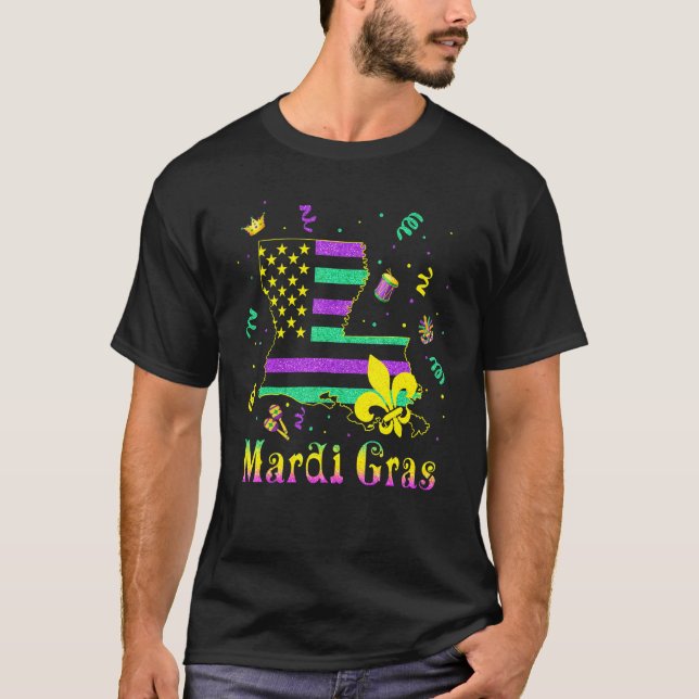 Camiseta Nueva Orleans Mardi Gras Bebidas Máscara Louisiana (Anverso)