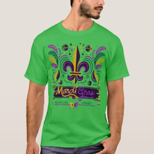 Camiseta Nueva Orleans Mardi Gras color verde púrpura
