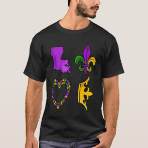 Camiseta Nueva Orleans Mardi Gras Love Fat Tuesday Fleur De