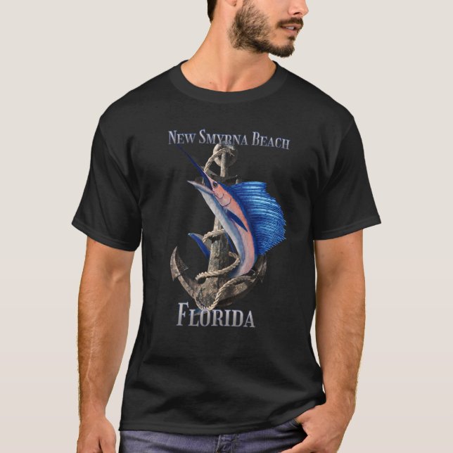 Camiseta Nueva playa de Smyrna Florida Marlin Ocean Fi (Anverso)