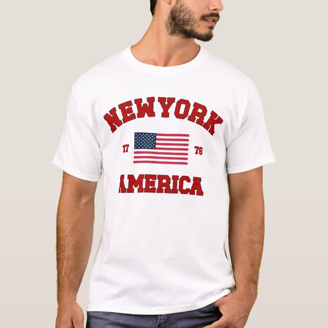Camiseta Nueva York América Varsity Unisex Hombre ropa (Anverso)