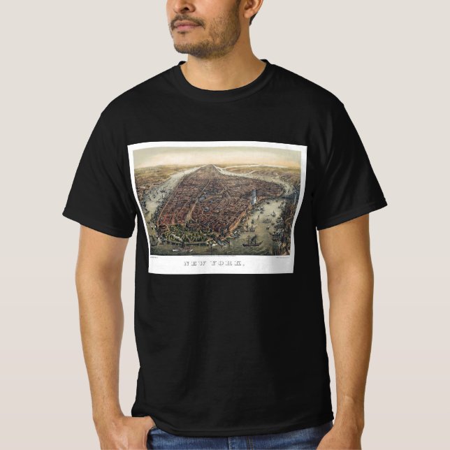 Camiseta Nueva York antigua, Manhattan, puente de Brooklyn (Anverso)