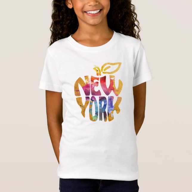 Camiseta Nueva York Apple, NYC. Caligrafía Art. de la (Anverso)