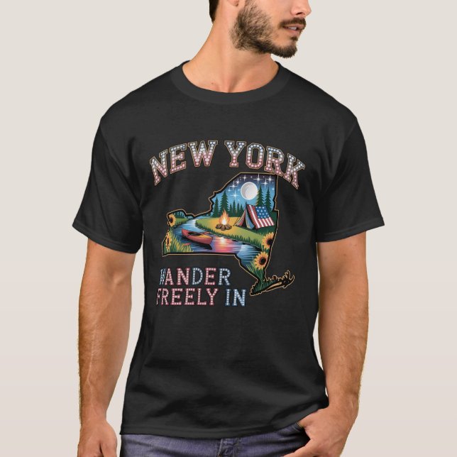 Camiseta Nueva York Aventura de Camping | Wander Freely Nat (Anverso)
