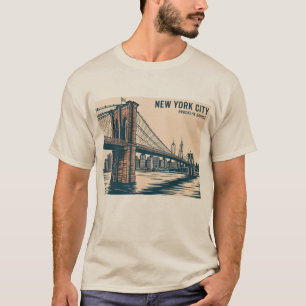 Camiseta Nueva York Brooklyn Bridge Skyline Bold Retro Trav