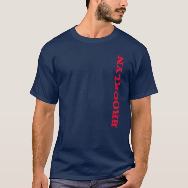 Camiseta Nueva York Brooklyn Nyc Navy Blue Red Men's (Anverso)