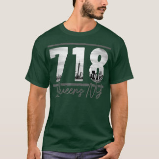 Camiseta Nueva York City 718 Area Code Skyline Queens NY NY