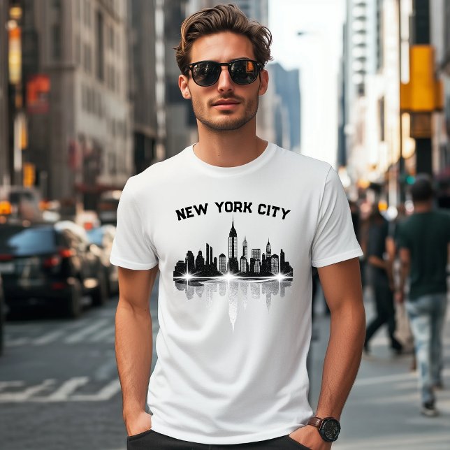 Camiseta Nueva York City Skyline Mens White (Downtown)