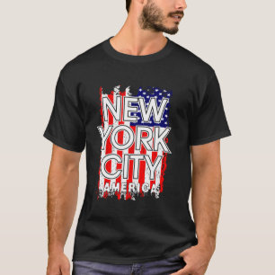 Camiseta Nueva York City Skyline NYC Manhattan Flag America