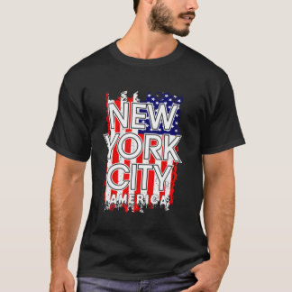 Camiseta Nueva York City Skyline NYC Manhattan Flag America