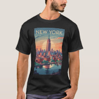 Nueva York City Skyline Travel Art Vintage