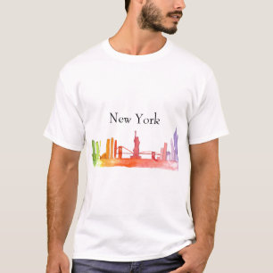 Camiseta Nueva YORK CITY Skyline Watercolorido trendy