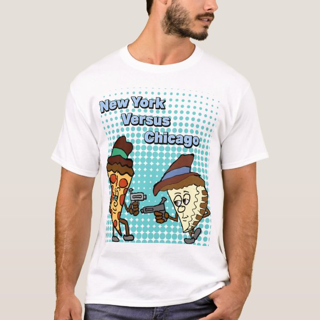 Camiseta Nueva York contra guerras de la pizza de Chicago (Anverso)