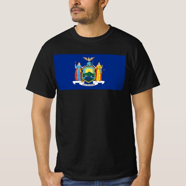 Camiseta Nueva York: El Estado Imperio, casa de bandera gra (Anverso)