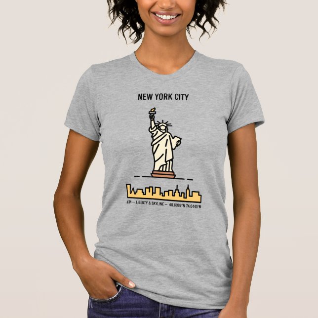 Camiseta Nueva York Estatua de la Libertad Silueta Arte de  (Anverso)