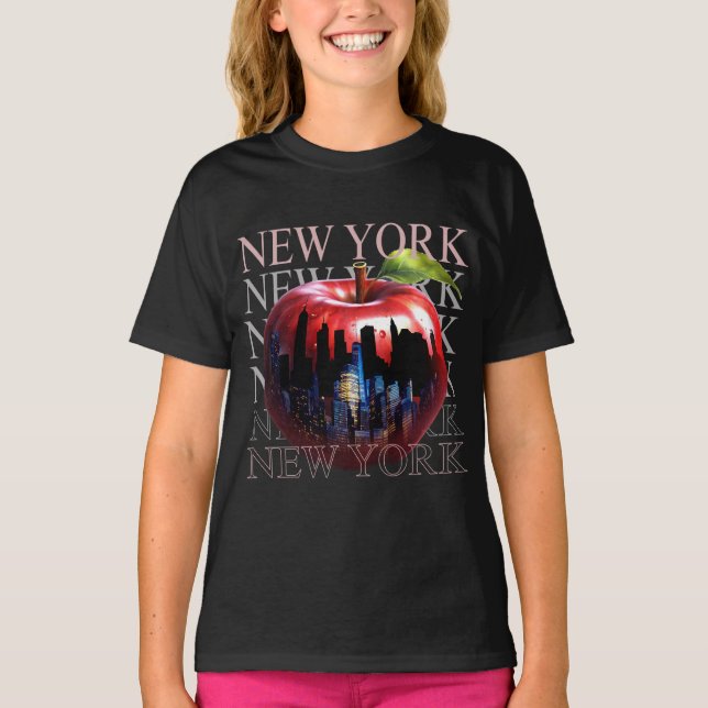 Camiseta Nueva York La gran ciudad de la silueta de frutas  (Anverso)