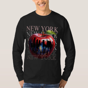 Camiseta Nueva York La Gran Manzana Fruta Silueta Ciudad