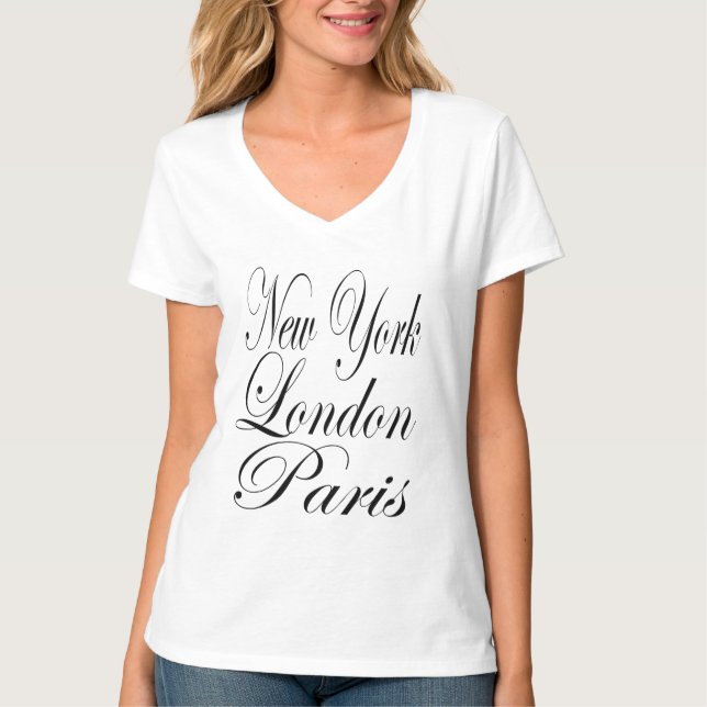 Camiseta Nueva York Londres Paris Typography Slogan (Anverso)