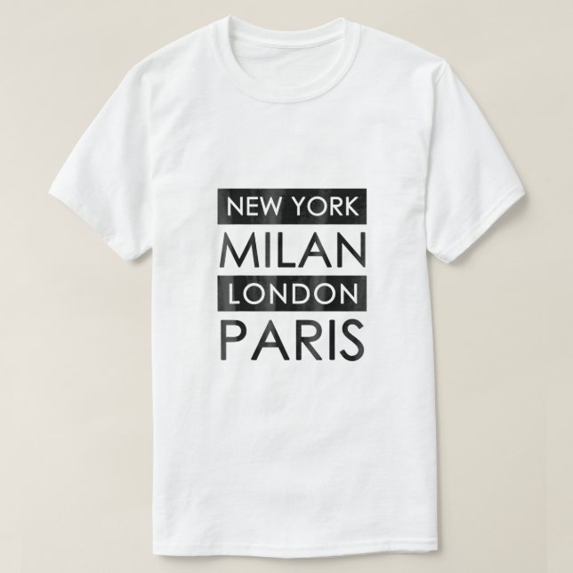 Camiseta Nueva York Milán Londres París (Diseño del anverso)