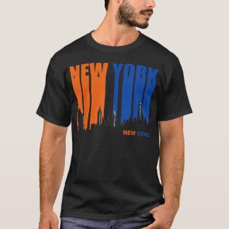 Camiseta Nueva York Naranja Amplio Cielo Azul Vintage