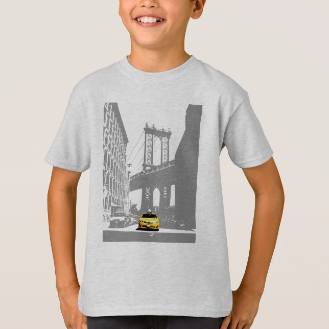 Camiseta Nueva York Nyc Brooklyn Bridge Yellow Taxi Boys (Anverso)