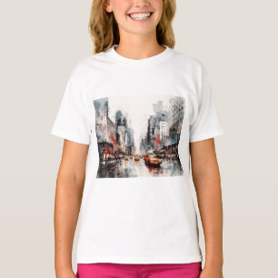 Camiseta Nueva York, paisaje pintado.