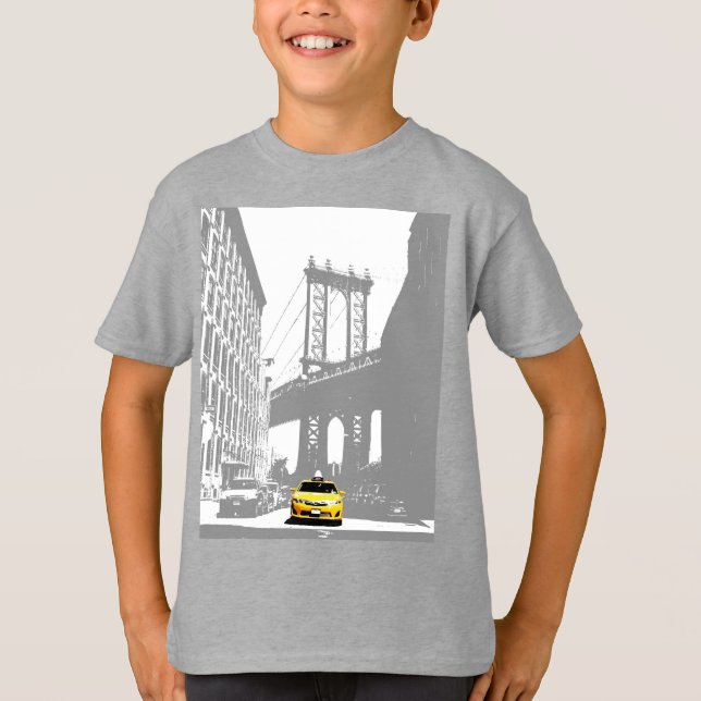 Camiseta Nueva York Plantilla de Niños Jóvenes Taxi Amarill (Anverso)