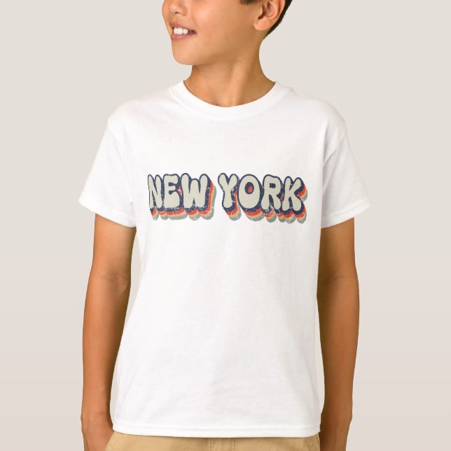 Camiseta Nueva York Retro 80s Ciudad Cromada  (Anverso)