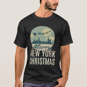 Camiseta Nueva York Skyline Merry Christmas Retro Santa Sil