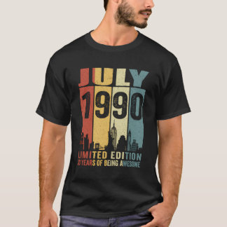 Camiseta Nueva York Vieja Julio 1990 33 Años 33º Nacimiento