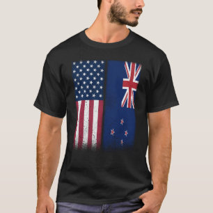 Camiseta Nueva Zelanda Banderas estadounidenses de Nueva Ze