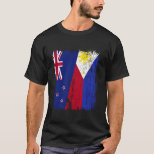 Camiseta Nueva Zelanda Filipinas Media Bandera Nueva Zeland