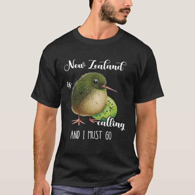Camiseta Nueva Zelanda llama a Kiwi Bird Animal Willife B (Anverso)