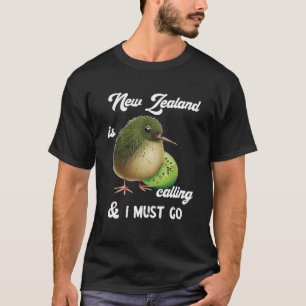 Camiseta Nueva Zelanda Llama Fruta De Vida Silvestre Kiwi A