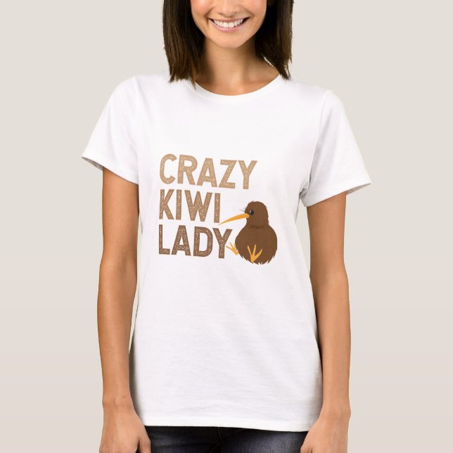 Camiseta Nueva Zelanda Loca Kiwi Lady Graciosa Idea de rega (Anverso)