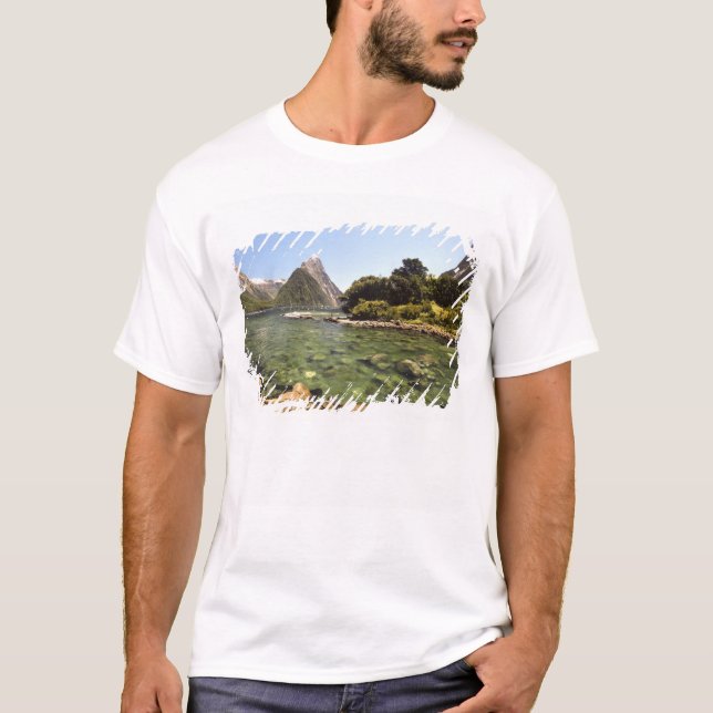 Camiseta Nueva Zelanda, Miter Peak y el río Bowen entran (Anverso)