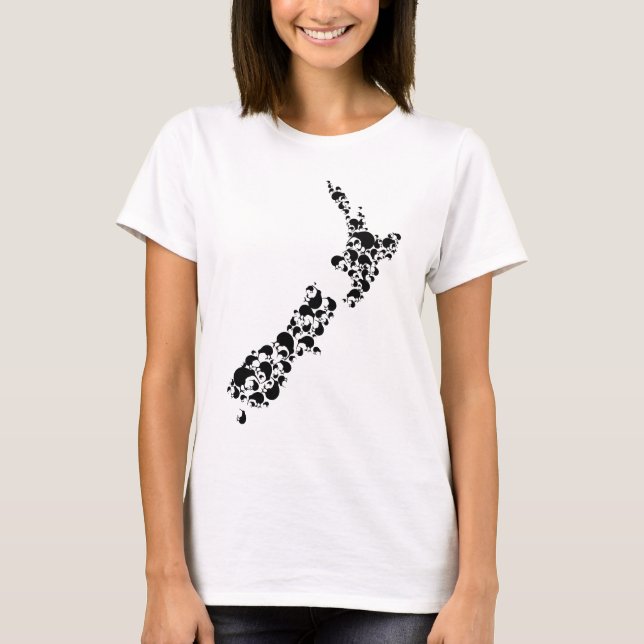 Camiseta NUEVA ZELANDIA - lleno de kiwis - negro (Anverso)