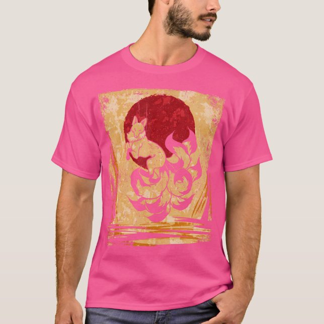 Camiseta Nueve arte japonés de Fox con cola (Anverso)