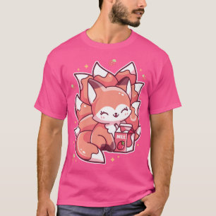 Camiseta Nueve cola Fox Kawaii japonés Anime Strawberry Mil