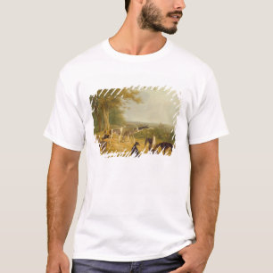Camiseta Nueve galgos en un paisaje (aceite en lona)