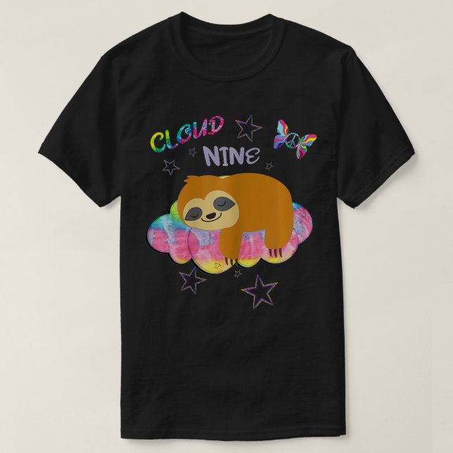 Camiseta Nueve Novenas Nubes de Cumpleaños Nove Sloth Cute  (Diseño del anverso)