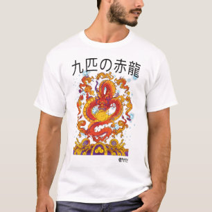 Camiseta Nueve poderosos dragones rojos para el color blanc