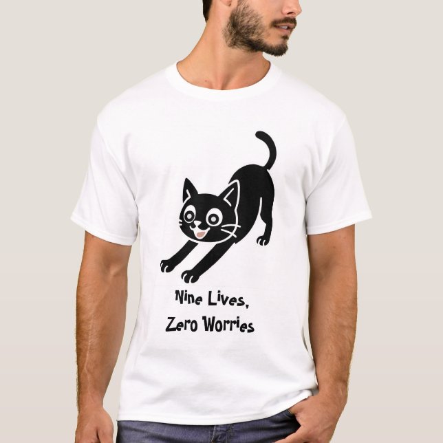 Camiseta Nueve vidas, cero preocupaciones (Anverso)