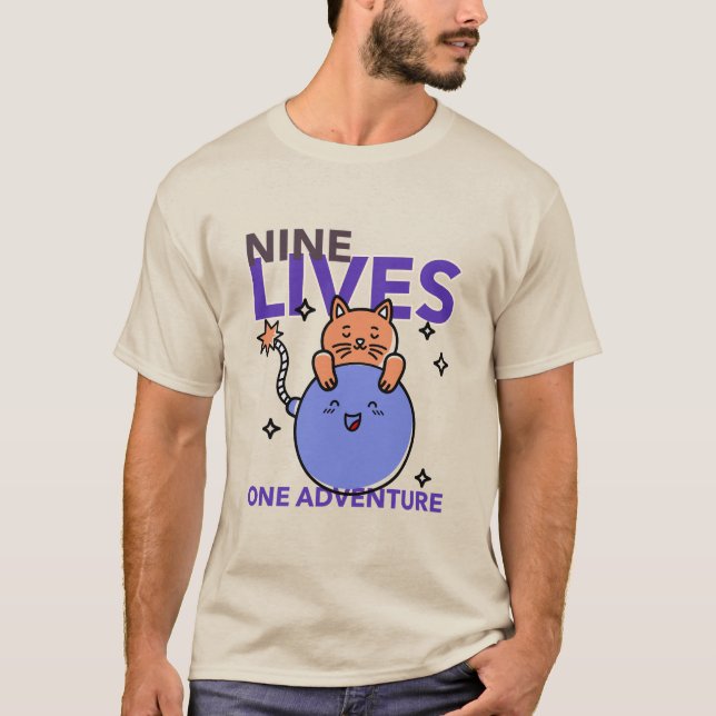 Camiseta Nueve vidas una aventura (Anverso)