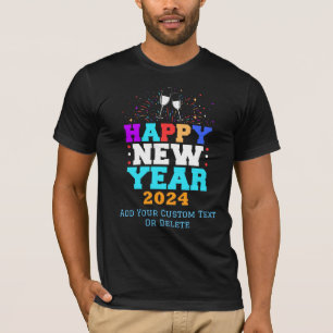 Camiseta Nuevo año 2024 Fuego feliz Fiesta de Nochevieja