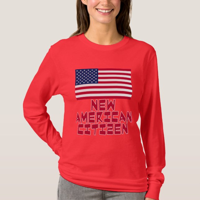 Camiseta Nuevo ciudadano americano con la bandera americana (Anverso)